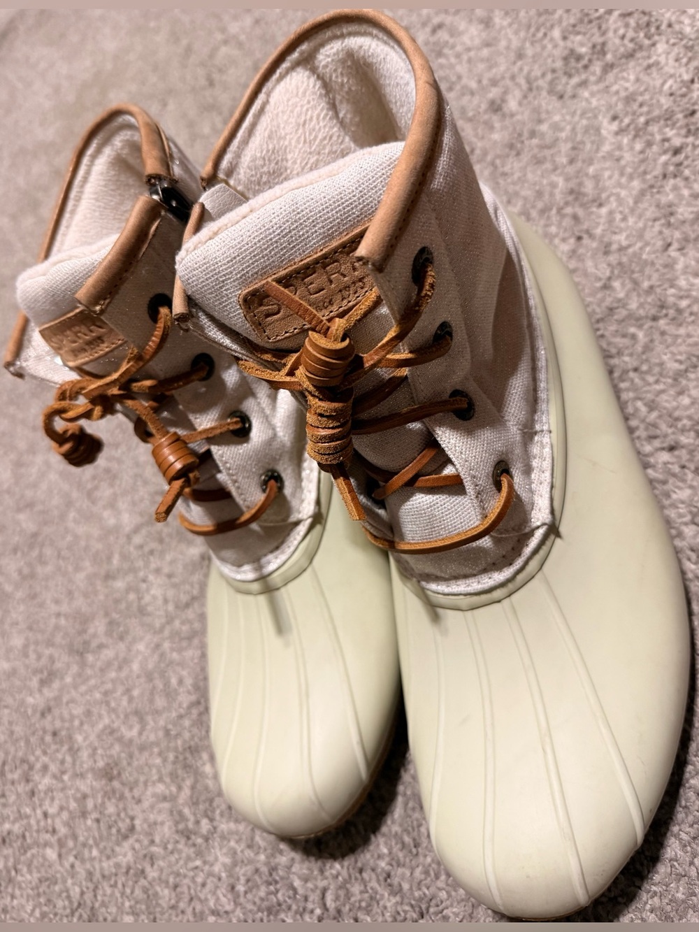 Sperry Top-Sider Cream and Tan Waterproof Rubber Duck Boots - Picture 10 of 11